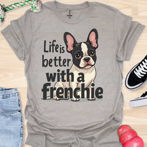 Life is better with a frenchie - V8 - Double Frenchie T-Shirt